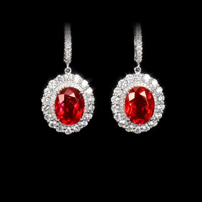 高端定制红碧玺耳吊