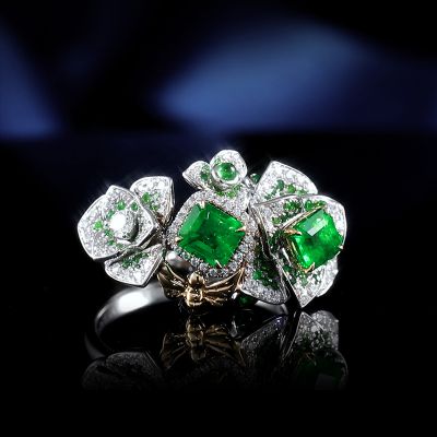 高端定制祖母绿女戒