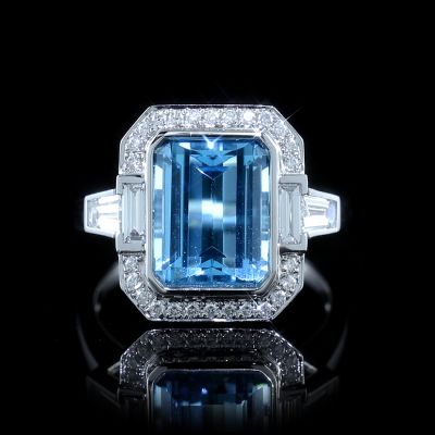 高端定制海蓝宝女戒