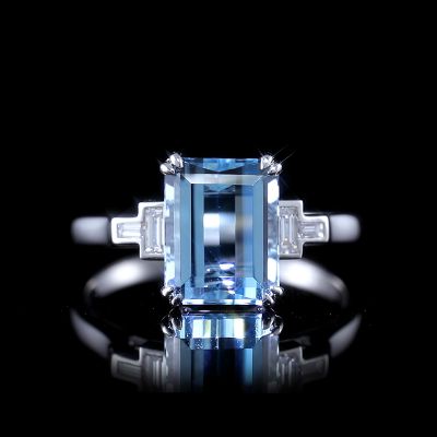 高端定制海蓝宝女戒
