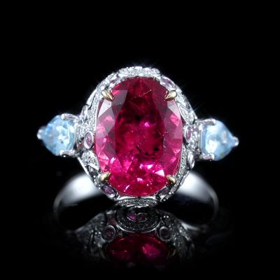 高端定制红碧玺女戒