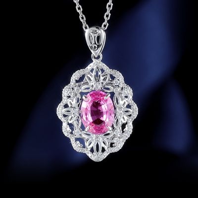 高端定制粉蓝宝吊坠