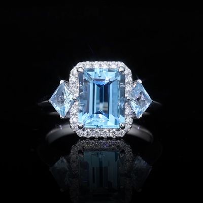 高端定制海蓝宝女戒