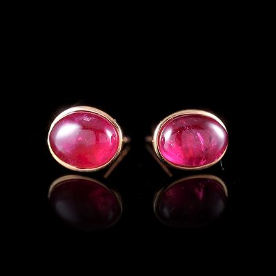 高端定制红碧玺耳钉
