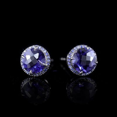 高端定制堇青石耳钉