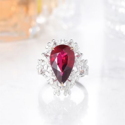 高端定制红碧玺女戒