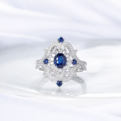 高端定制蓝宝石女戒